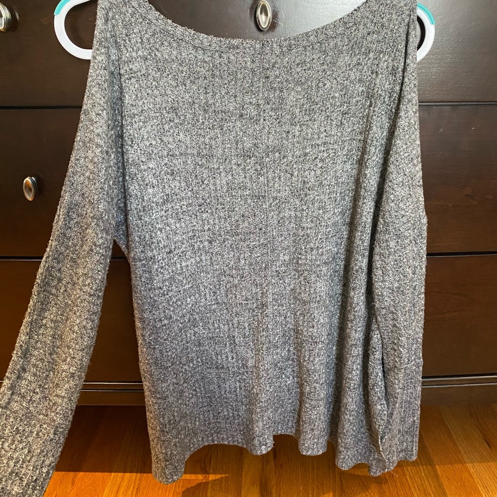 Gray off the shoulder sweater - Picture 3 of 3